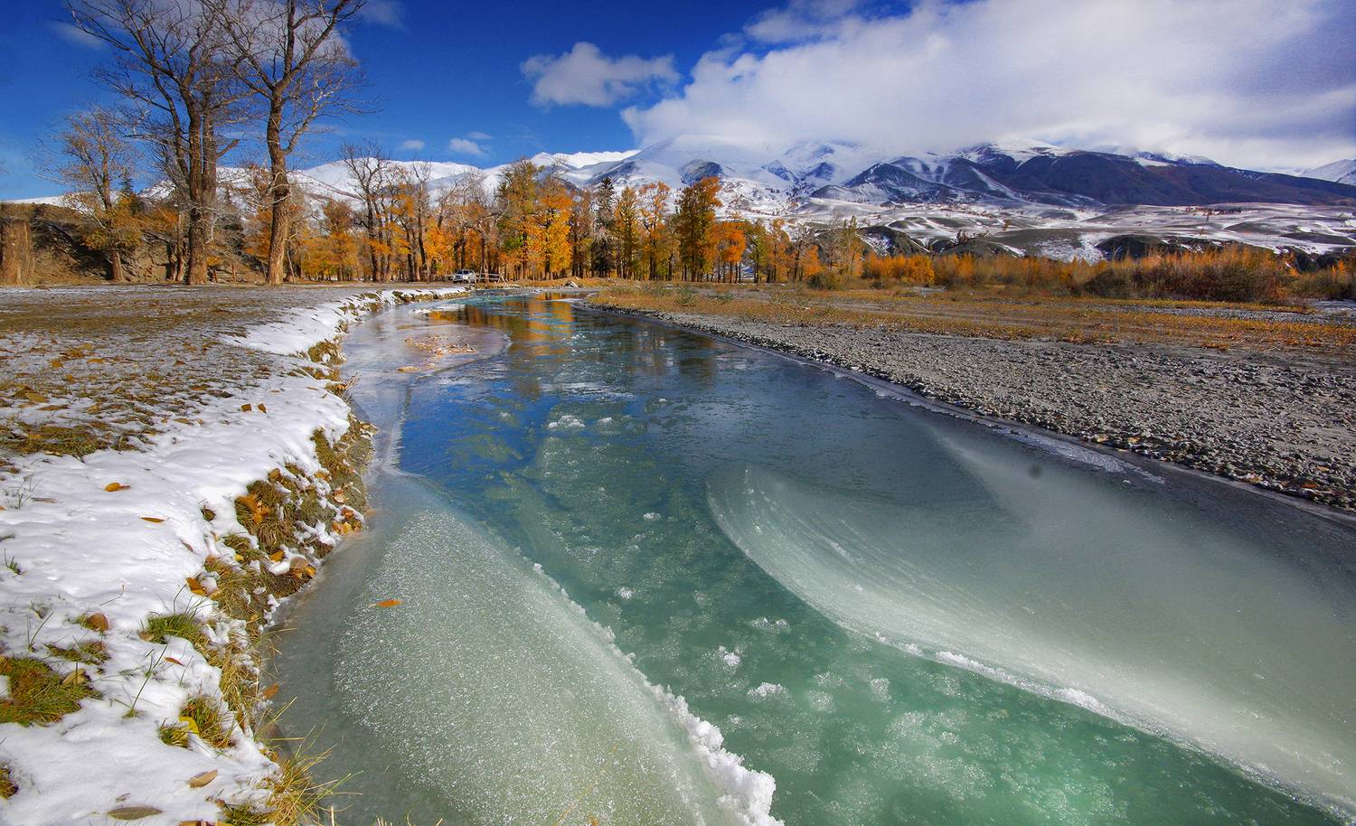 алтай, чуйский тракт, лед, снег, река, вода, осень, горы, чаган-узун, Чичкин Валерий