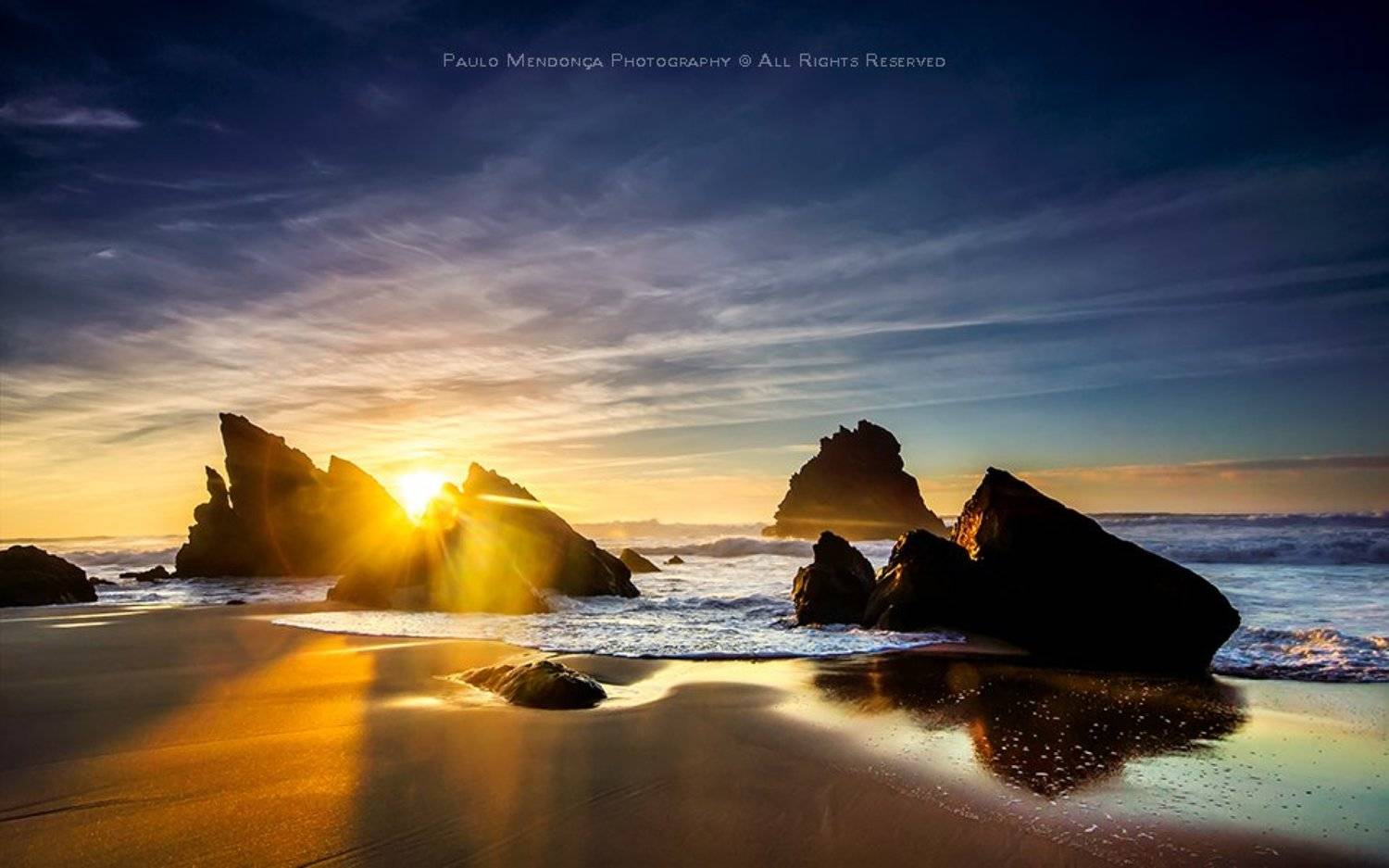 Beach, Portugal, Rocks, Sea, Seascape, Sintra, Sunset, Paulo Mendon&ccedil;a