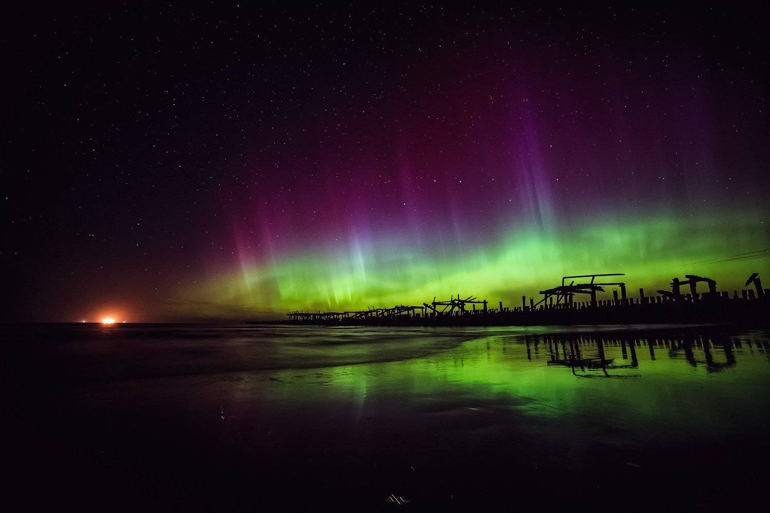 Aurora borealis, Baltic Sea, Lithuania, Long exposure, Night, Sventoji, Руслан Болгов (Axe)