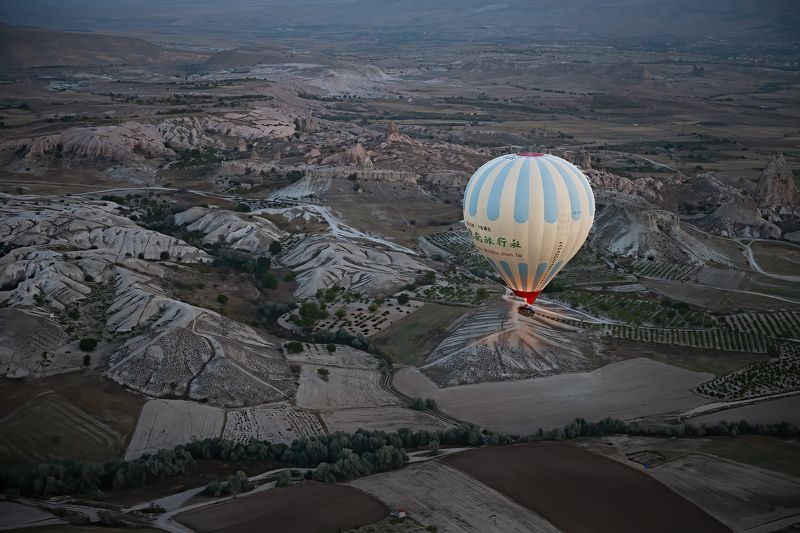 hot air balloon, Turkey, Cappadocia, badlands, travel Flying over Cappadocia, Turkey фото превью