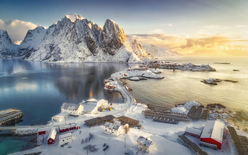 лофотены, зима,  lofoten islands Одно утро в лофотенской деревушке фото превью