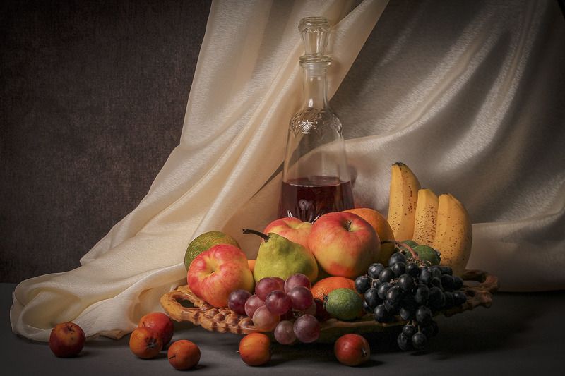 Натюрморт, фрукты, вино Фрукты и вино фото превью