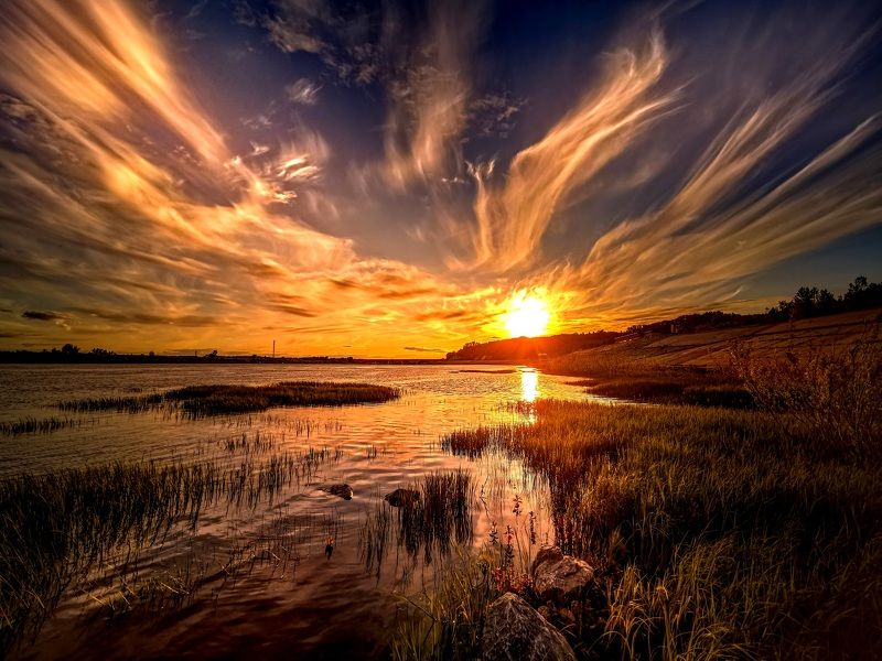 Зарево сибирского заката фото превью