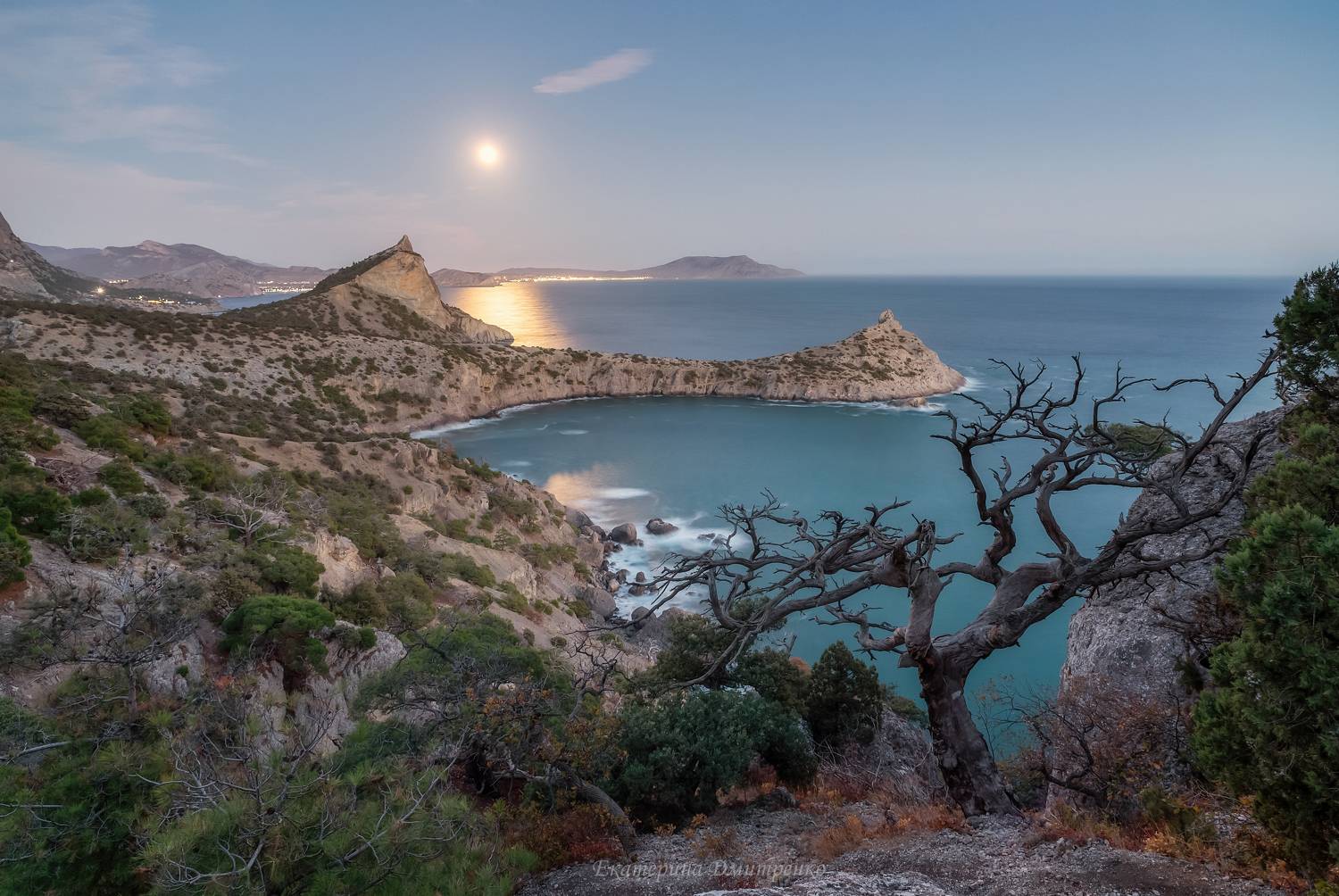крым, полнолуние, луна, новый свет, судак, осень, море, горы, пейзаж, crimea, landscape, Дмитренко Екатерина