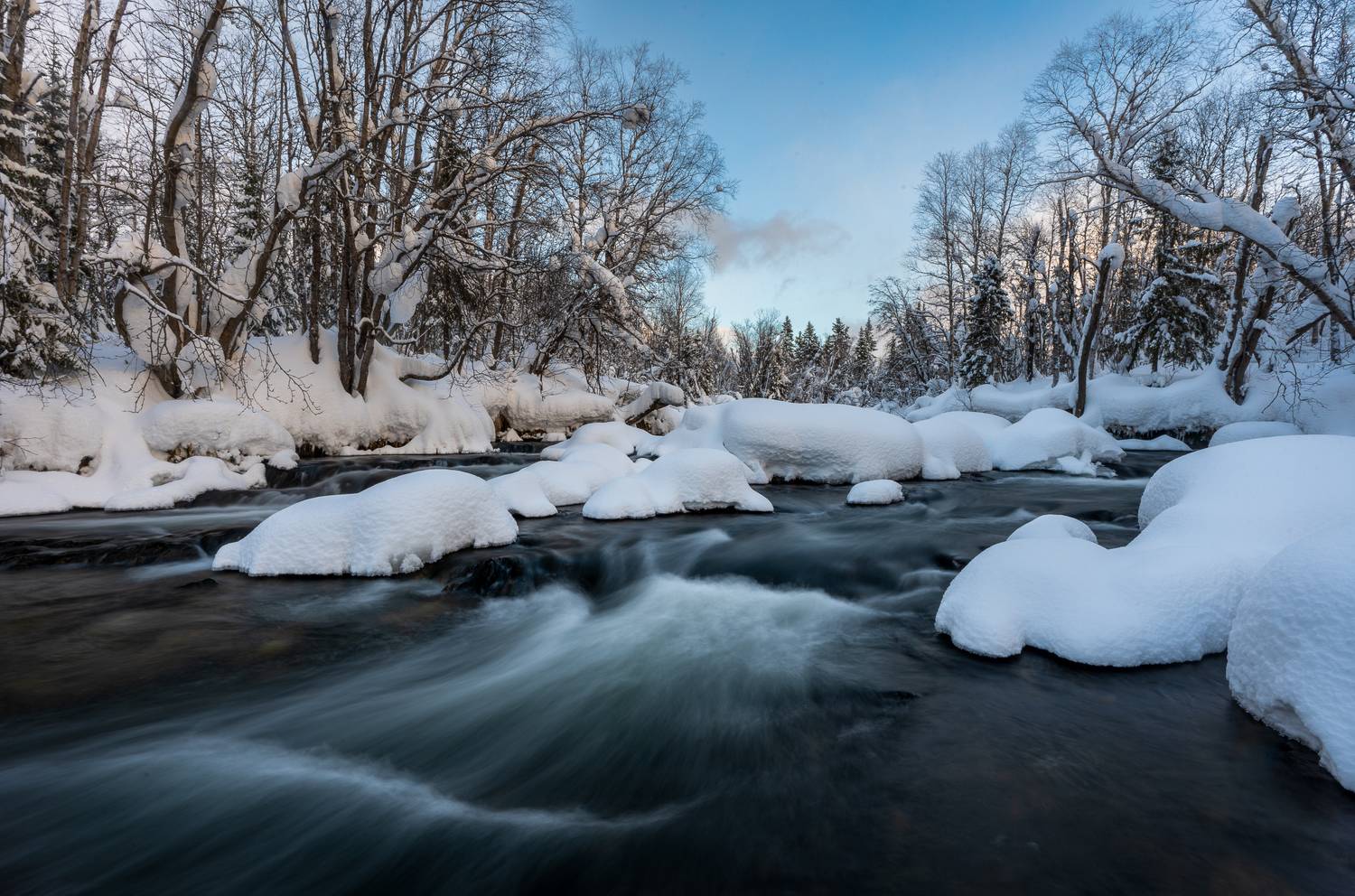 water, stream, winter, Maria Pochikaeva