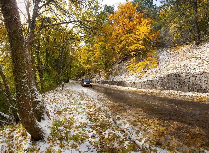 ялта, крым, пейзажи крыма, первый снег, осень в ялте, осень в крыму, осень на ай-петри, осень, снег, первые морозы Первый снег фото превью