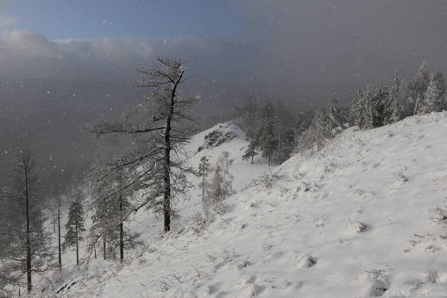 пейзаж, горы, урал, снег, пурга, Евгений Гецев