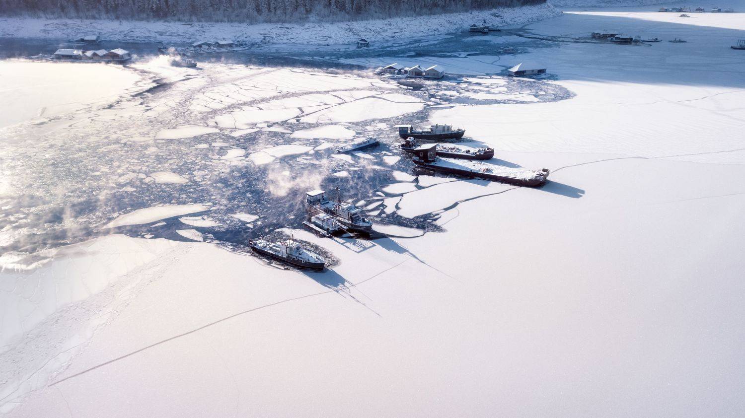 сибирь, хакасия, зима, порт, корабли, siberia, khakassia, winter, port, ships, Василеня Роман