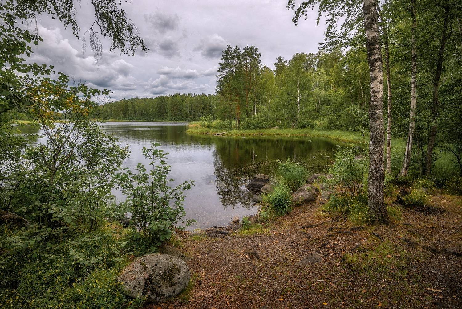 река, лес, лето, карелия, вуокса, валуны, Сергей Аникин