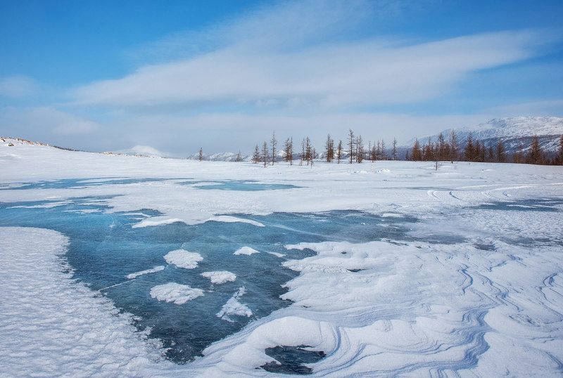 ямал, горы, озера, лед, снег, зима, пейзаж, природа Голубой лед фото превью