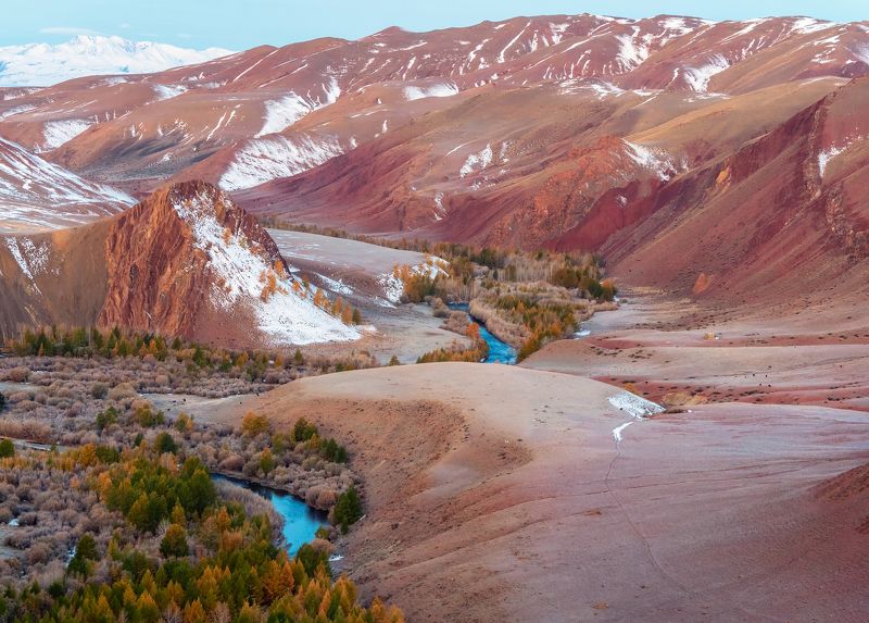 алтай кокоря рассвет путешествие туризм горы сибирь горныйтуризм осень Морозное утро октября. Долина реки Кокоря. Алтай. фото превью