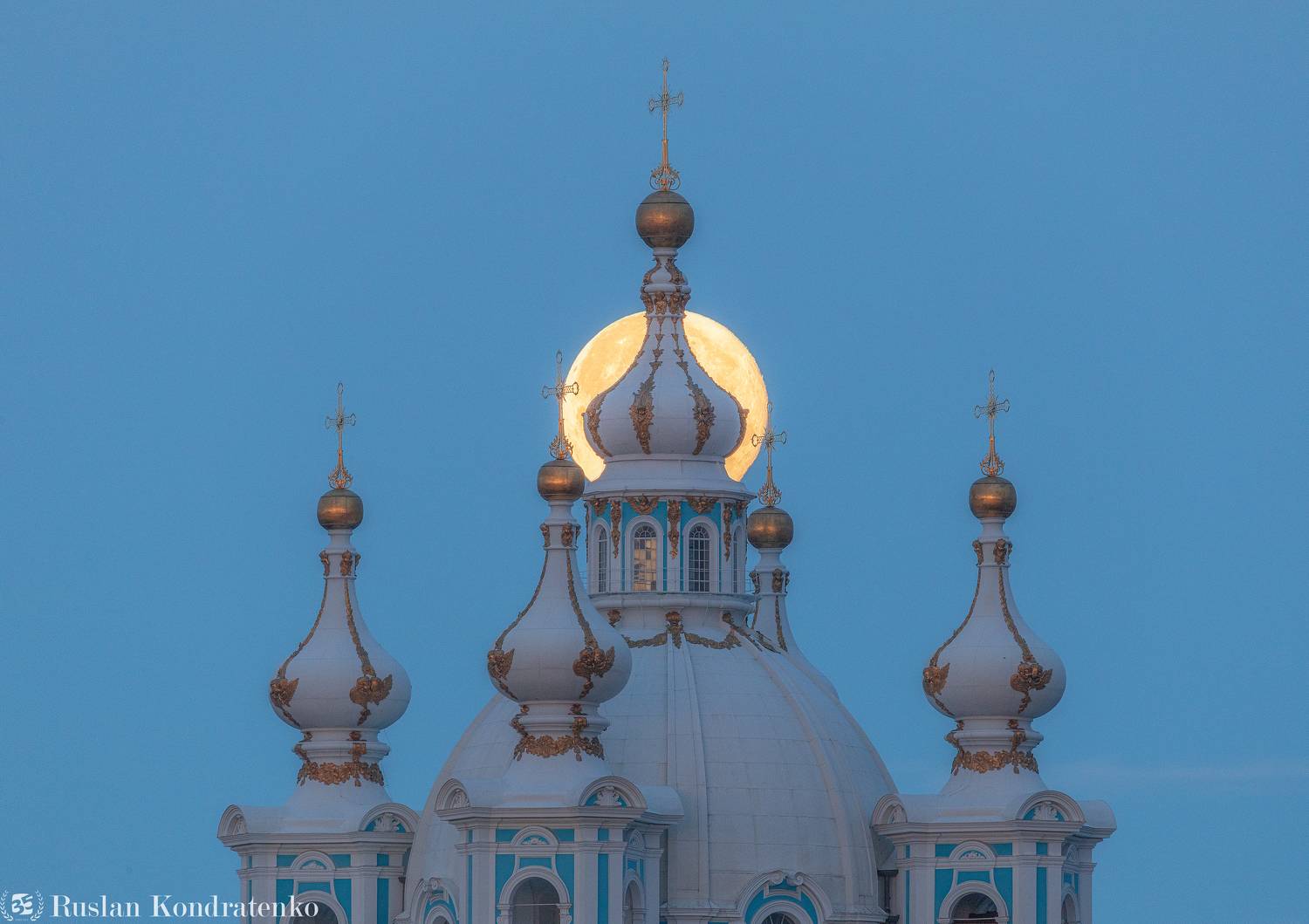 санкт-петербург, прострел, смольный собор, луна, полнолуние, Кондратенко Руслан