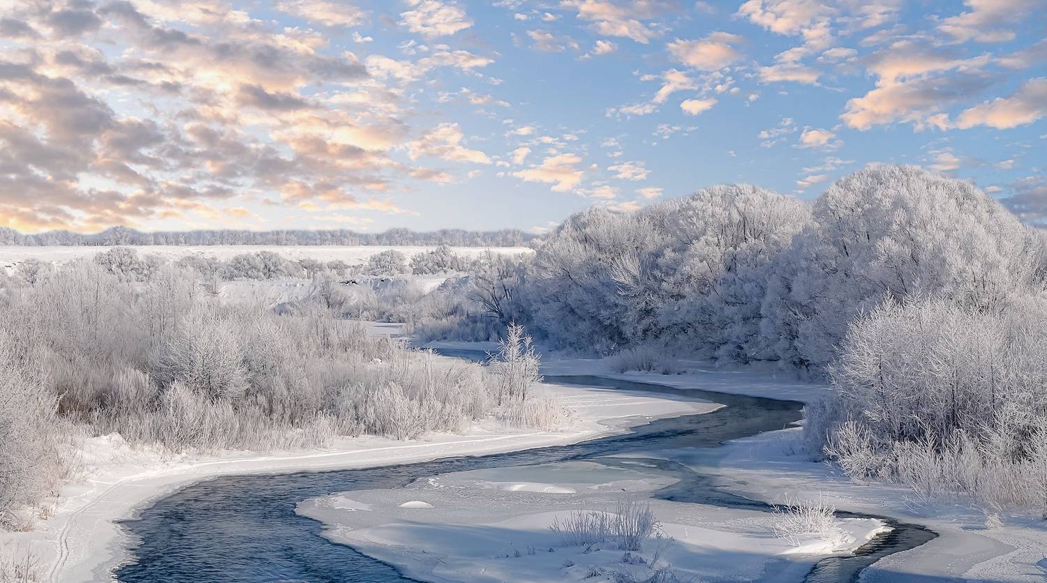 река кшень, зима, ливны, иней,, Николай Бологов