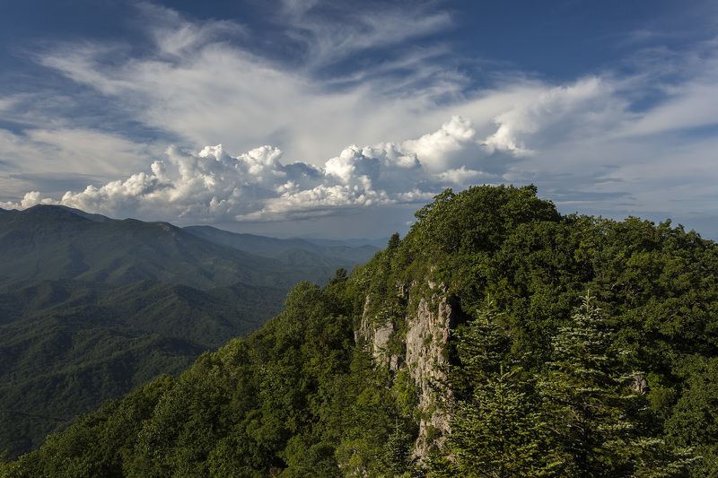 горы, облака, тайга  фото превью