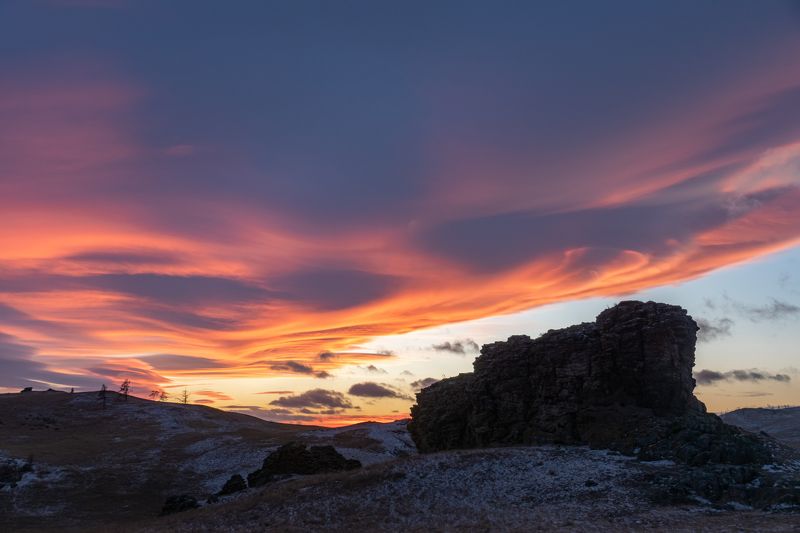 байкал, тажераны, закат Огненный закат в Тажеранах фото превью