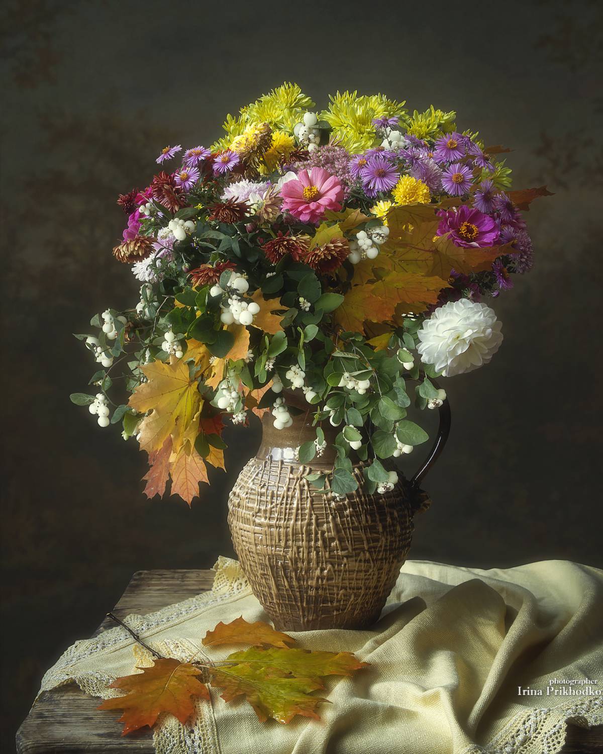 натюрморт, осень, осенний букет, цветы, листья, Приходько Ирина