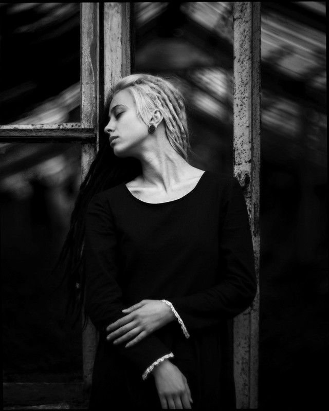 портрет, женский портрет, женская красота, девушка, чб, чернобелое, гламур, модель, model, glamur, portrait, bw, black and white Настя фото превью
