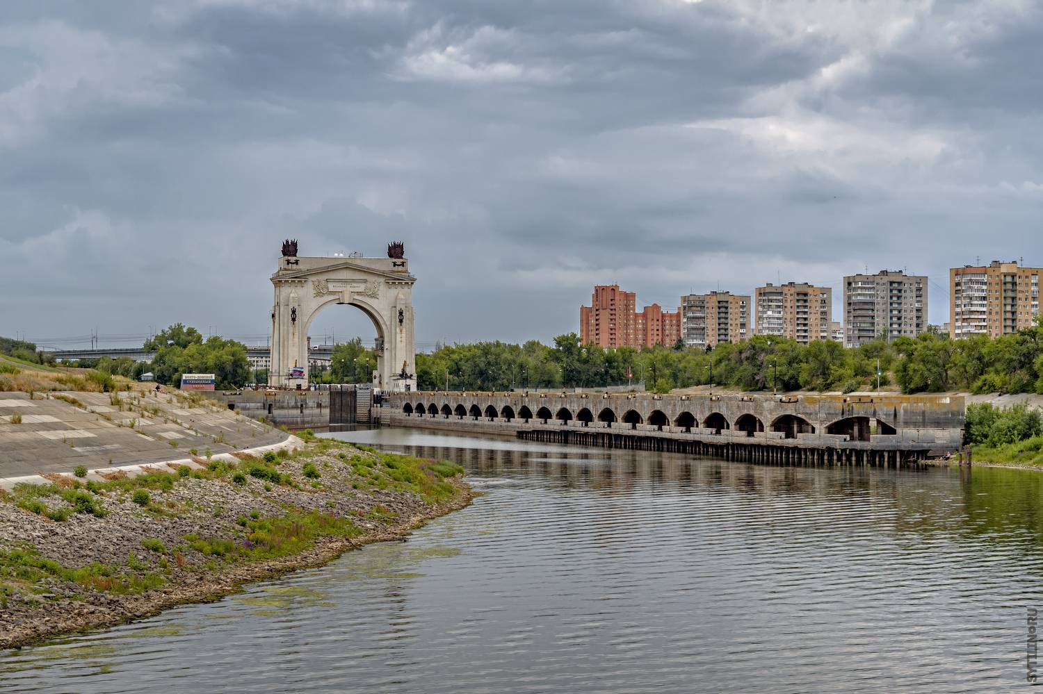 Первый, шлюз, Волго-Донской, судоходный, канал, имени, Волгоград, достопримечательность, красноармейский район, волга, река, речной, социализм, Сытилин Павел