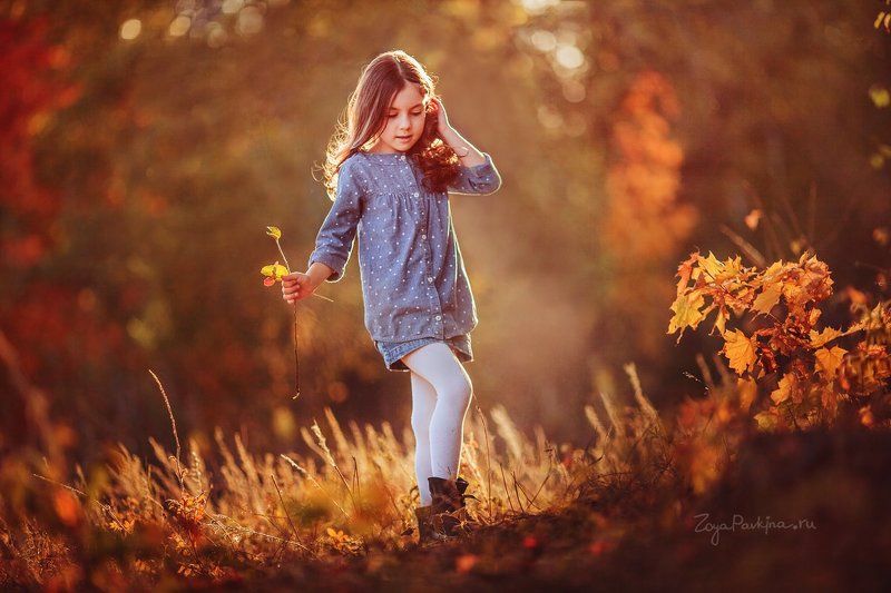 девочка, осень, оранжевый Вера фото превью