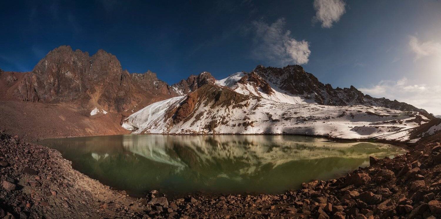 горы, ледник, морена, озеро, отражение, Ольга Кулакова
