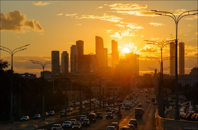 москва, закат, вечер, сити, небоскребы Сити фото превью