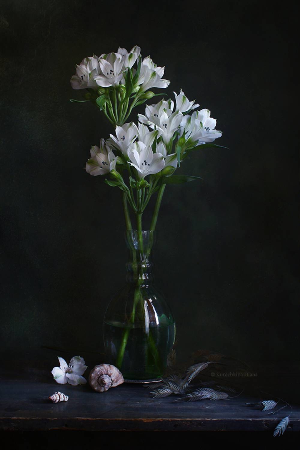 натюрморт, белые цветы, альстромерия, Курочкина Диана