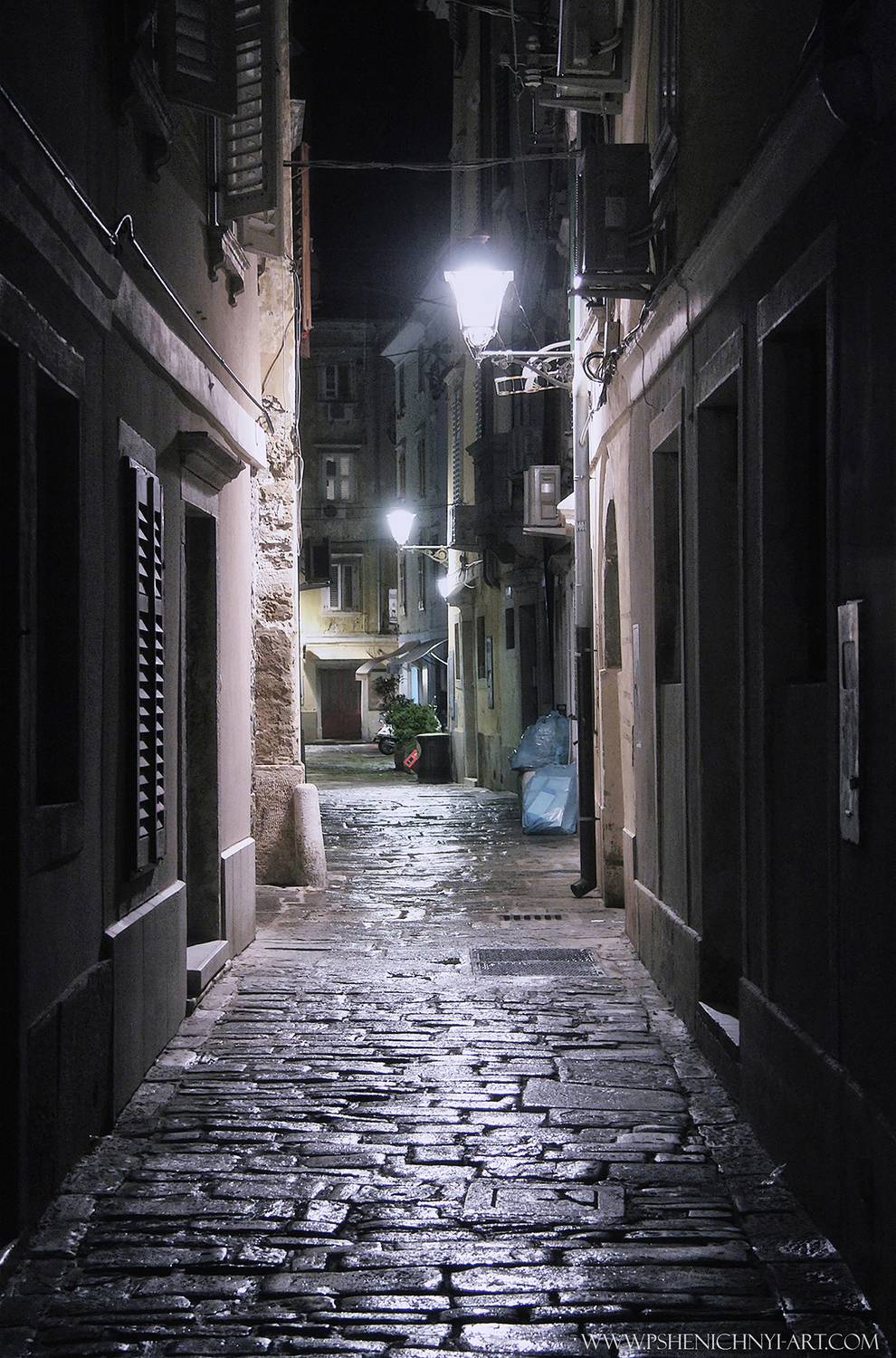 европа, архитектура, городской, улица, дождь, ночь, свет, пиран, словения, старинный, Пшеничный Андрей