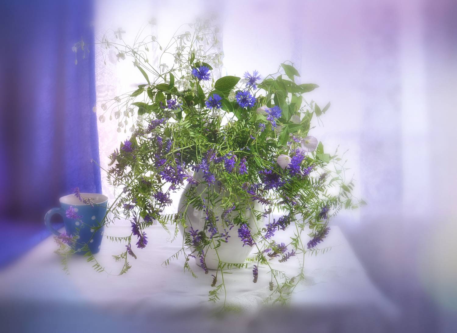 лето васильки, лиана,кружка,синий, Инаида