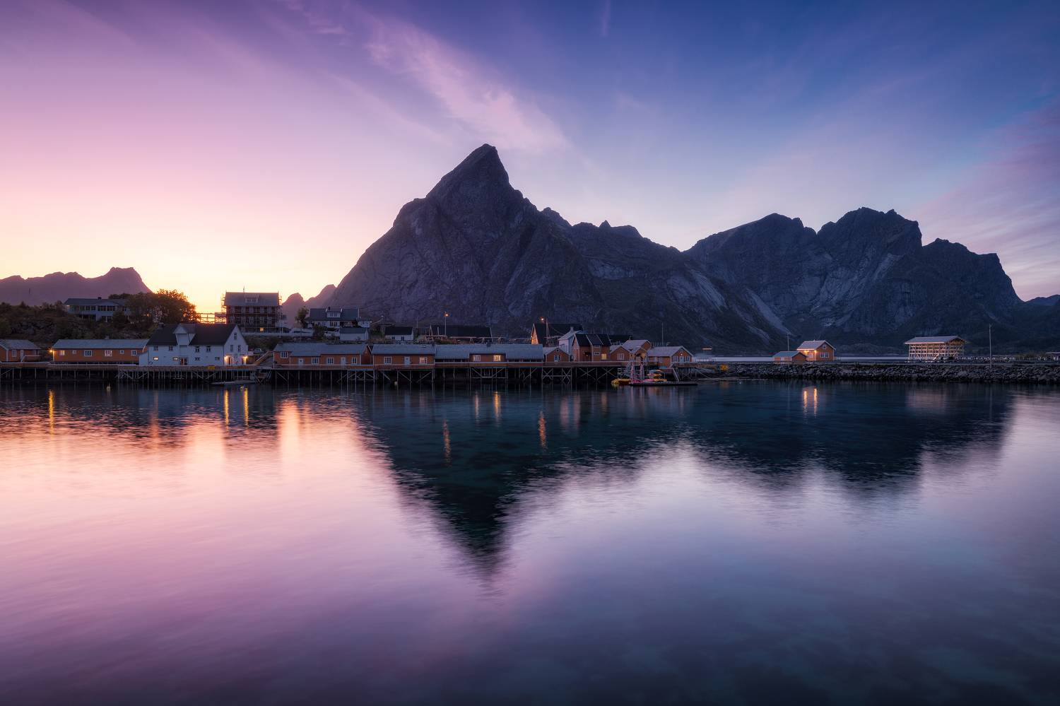 норвегия, лофотен, лофотенские острова, ночь, сумерки, синий час, хамнёй, скалы, север, фьорд, закат, бухта, norway, lofoten, lofoten islands, night, twilight, blue hour, hamnoy, bay, sunset, Эрнест Вахеди