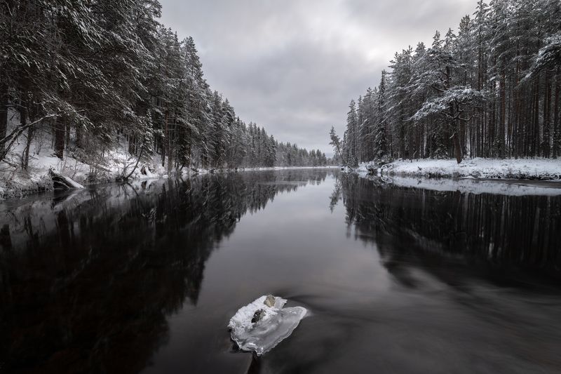 зима, река, кольский, север Речная гладь фото превью