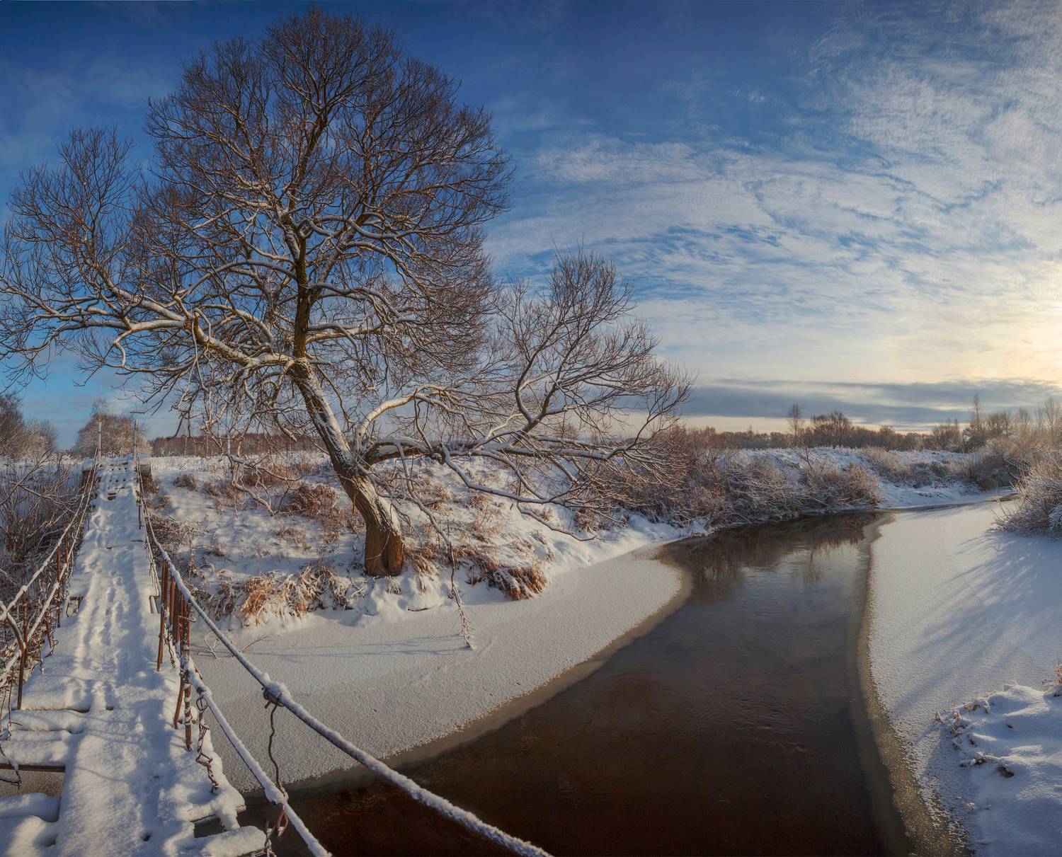 река, зима, мостик, Александр Свистков