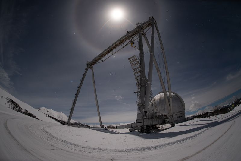 обсерватория, бта, луна, лунная ночь, астрономия, night, nightphotography, stars, longexposure, observatory БТА лунной ночью фото превью