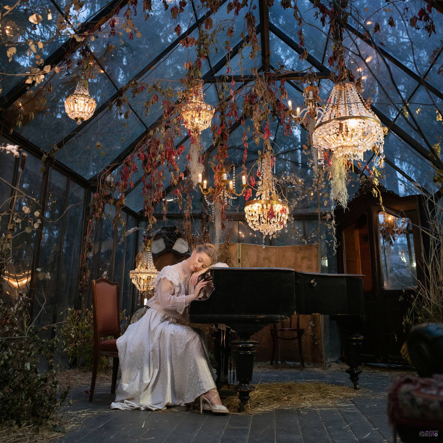 ретро, девушка, портрет, рояль, осень, Тургенев, артфото, Ермакова Янина