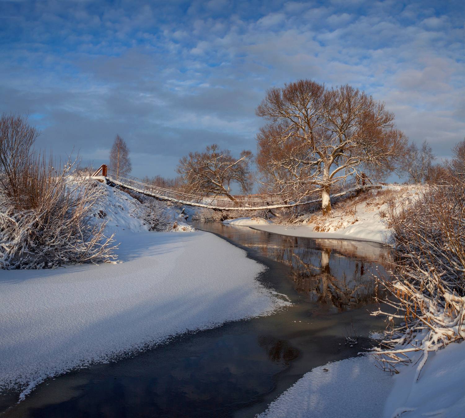 зима, река, мостик, Александр Свистков