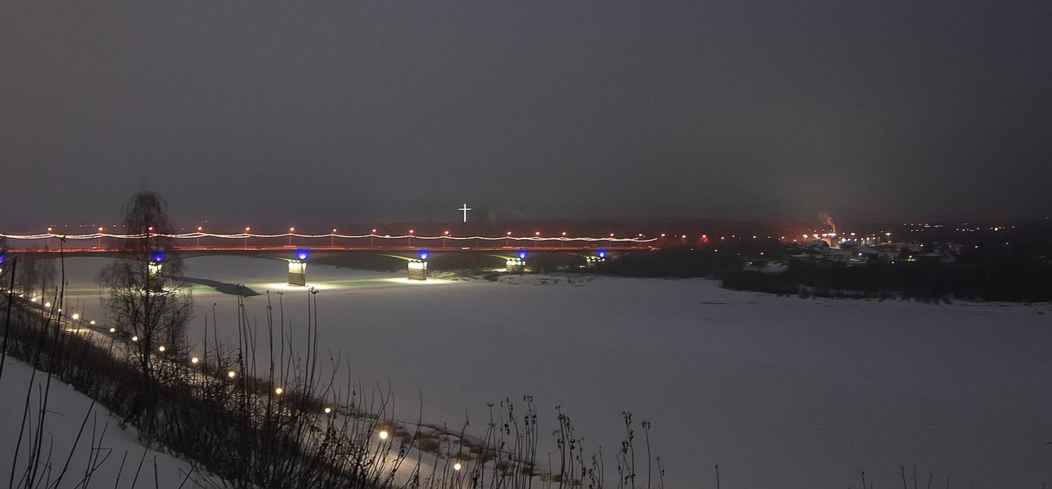 утро, мост, река вятка, ноябрь, Широких Александр