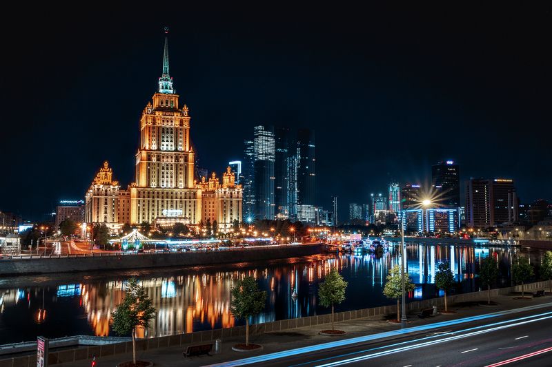 москва, гостиница украина, ночная съемка Ночная Москва фото превью