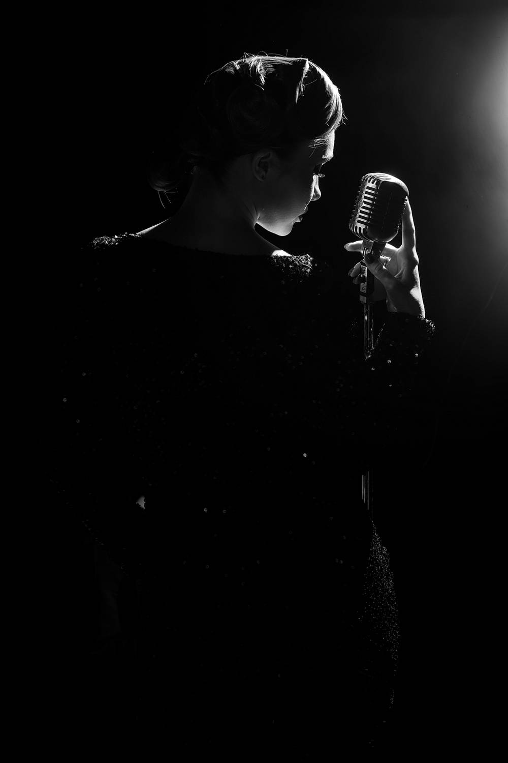 чб, монохром, модель,, девушка, ретро, микрофон, певица, голливуд, кабаре, Арсен Алабердов