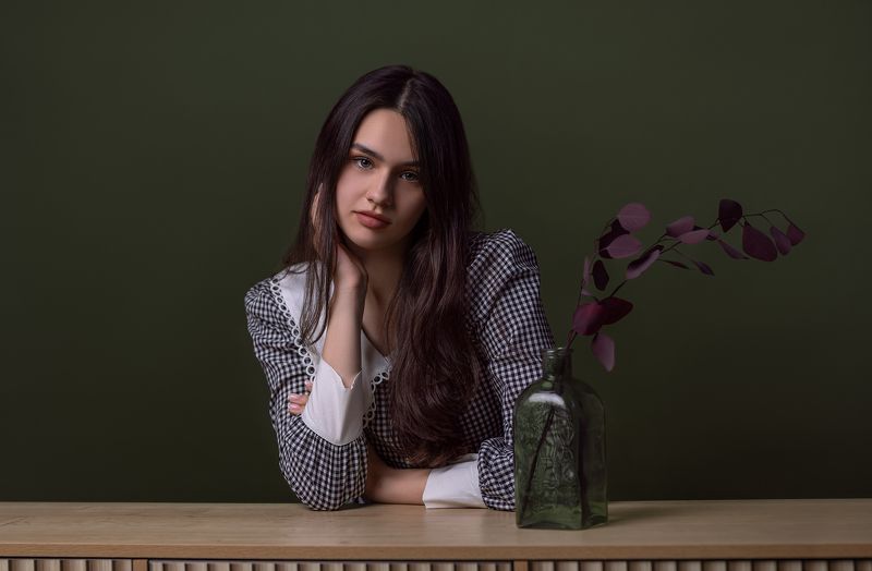 портрет, девушка, цвет, студия, ретро Анита фото превью