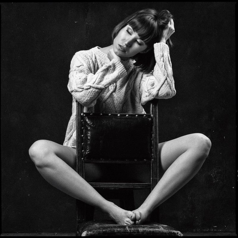 портрет, женский портрет, женская красота, девушка, чб, чернобелое, гламур, модель, model, glamur, portrait, bw, black and white Аня фото превью