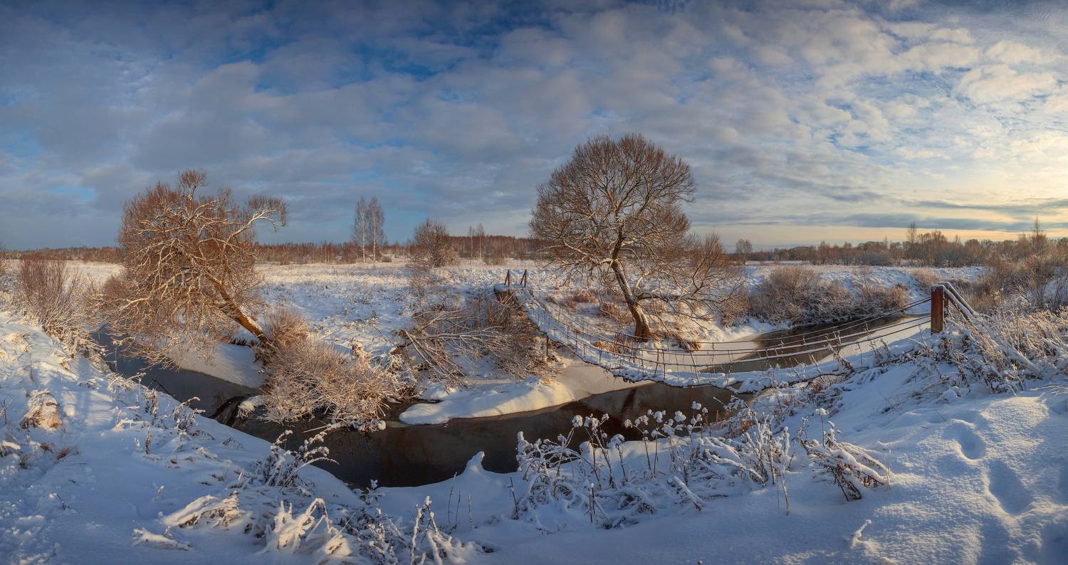 зима, река, мостик, Александр Свистков
