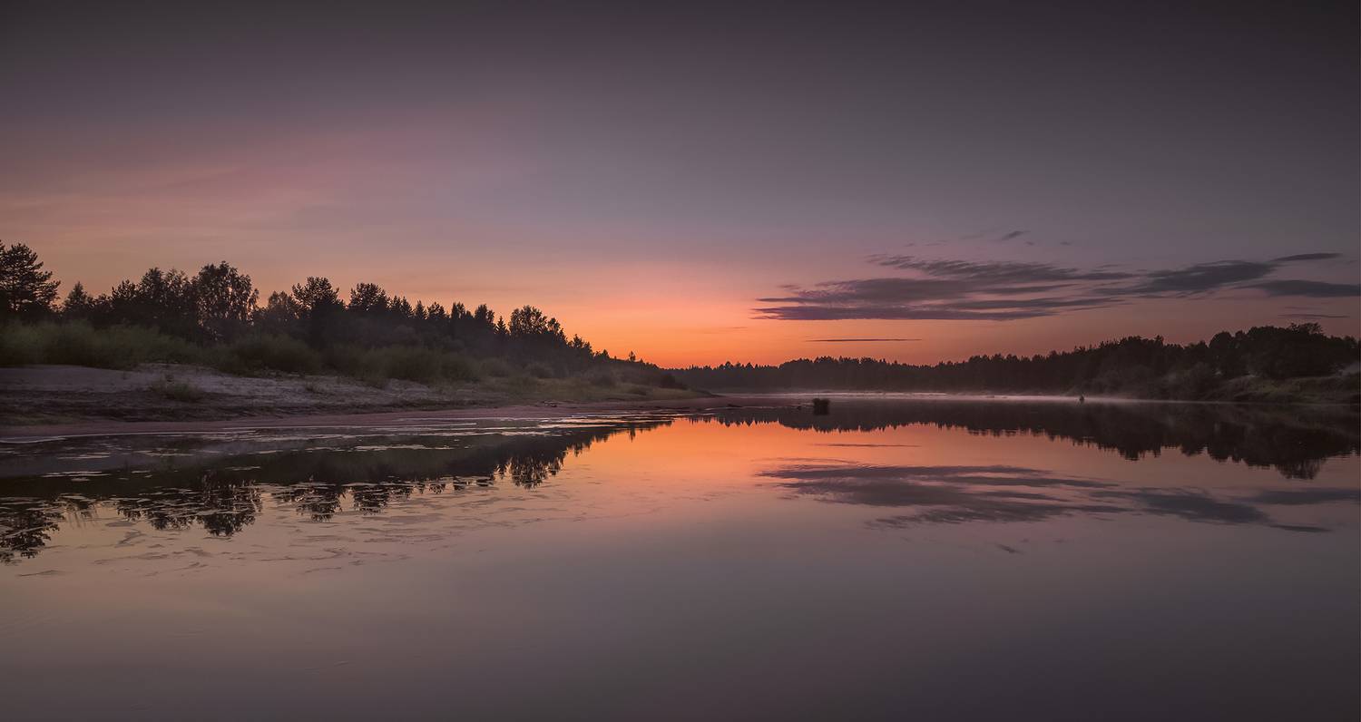 река, закат, Анкудинов Леонид