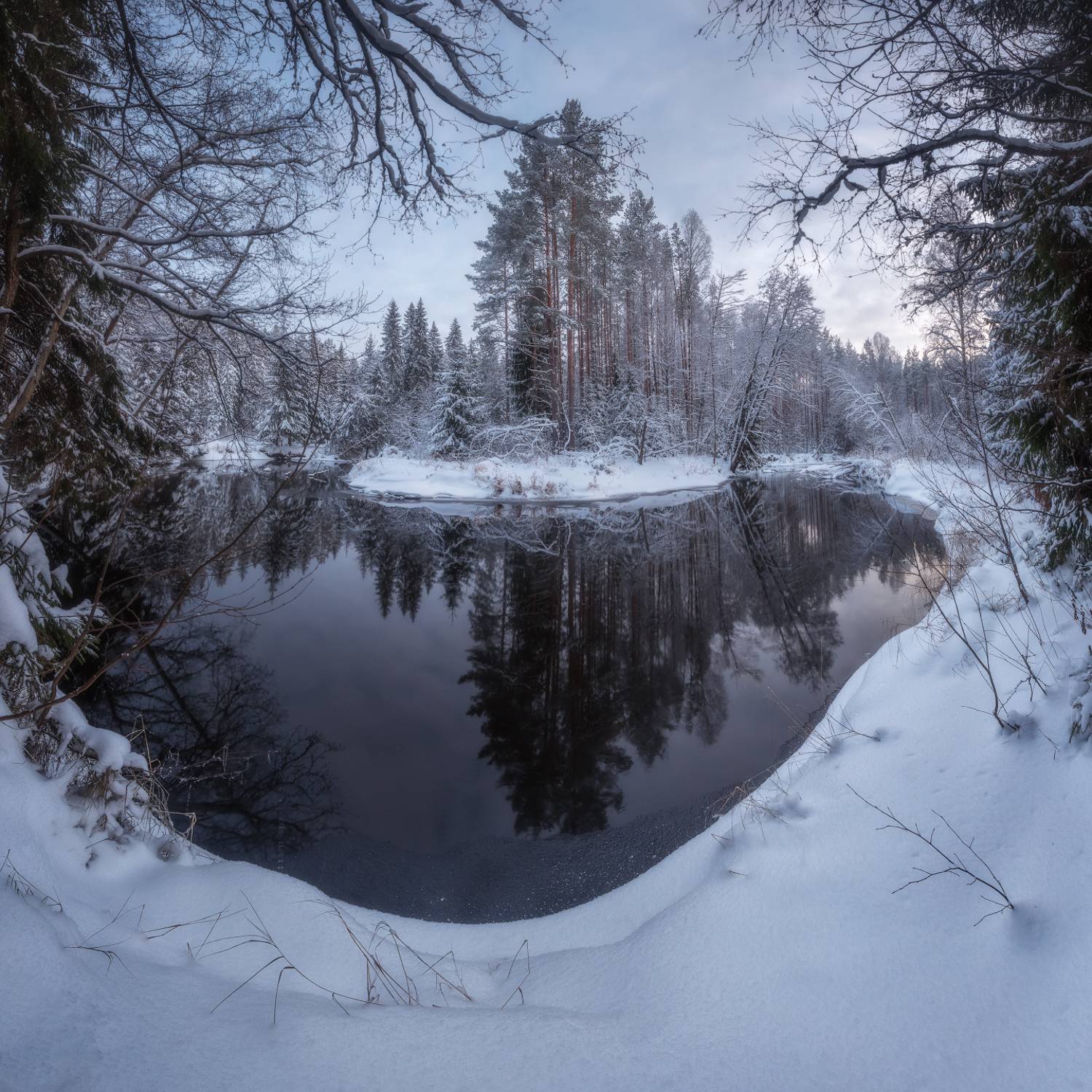 ленобласть, речка, зима, закат, Марголин Алексей