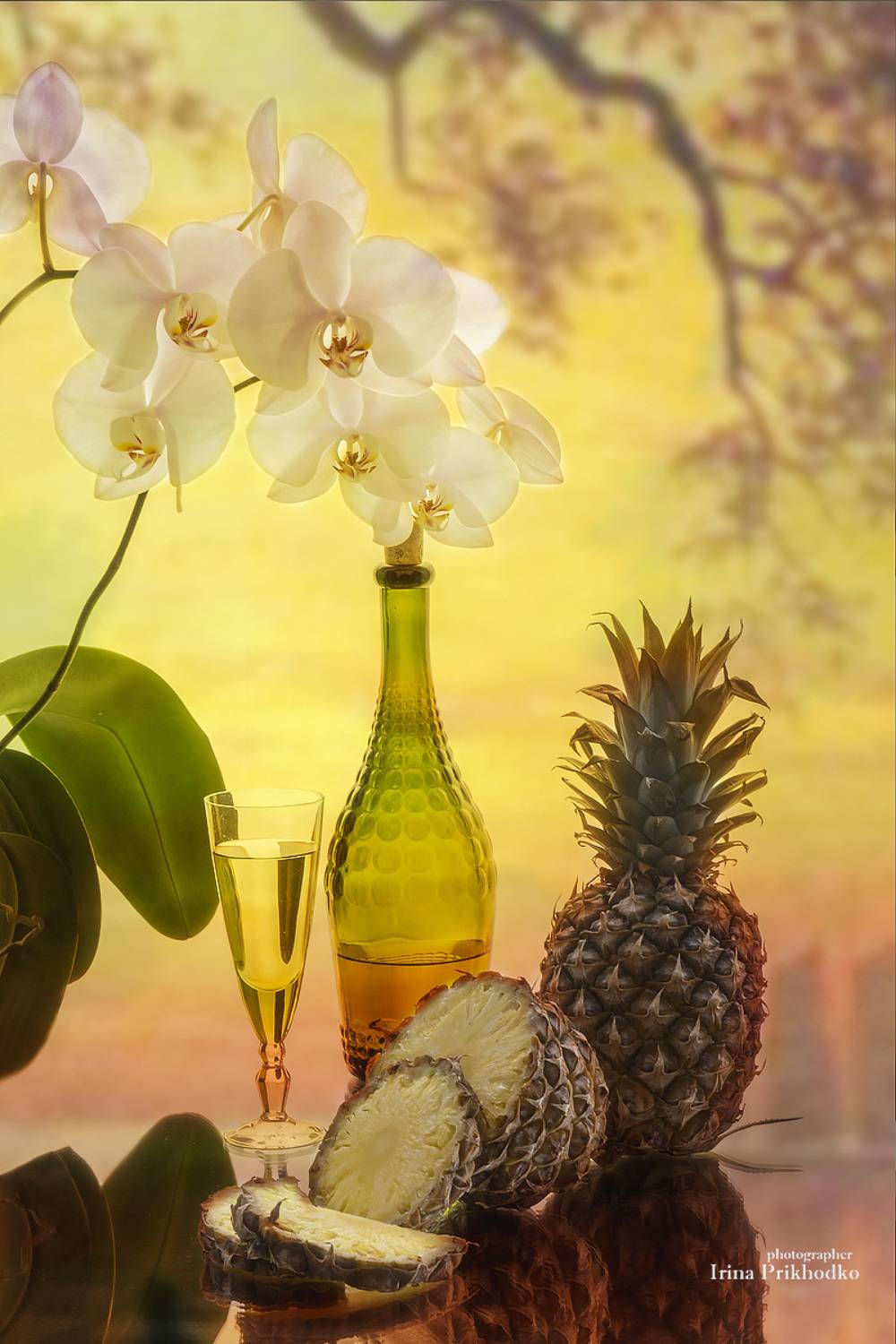 натюрморт, фрукты, вино, орхидея, Приходько Ирина