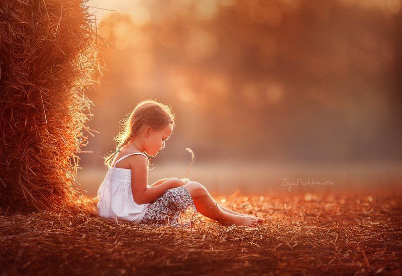 девочка, осень, оранжевый Солнце фото превью