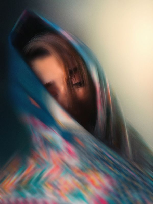 pooryarafiezade, پوریارفیعیزاده, پوریا رفیعی زاده, woman, scarf, blue, motion, blur AYDA фото превью