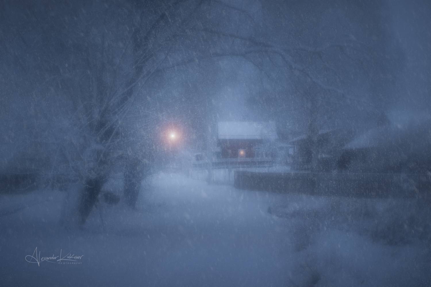 зима,снег,снегопад,вечер, Александр Кукринов