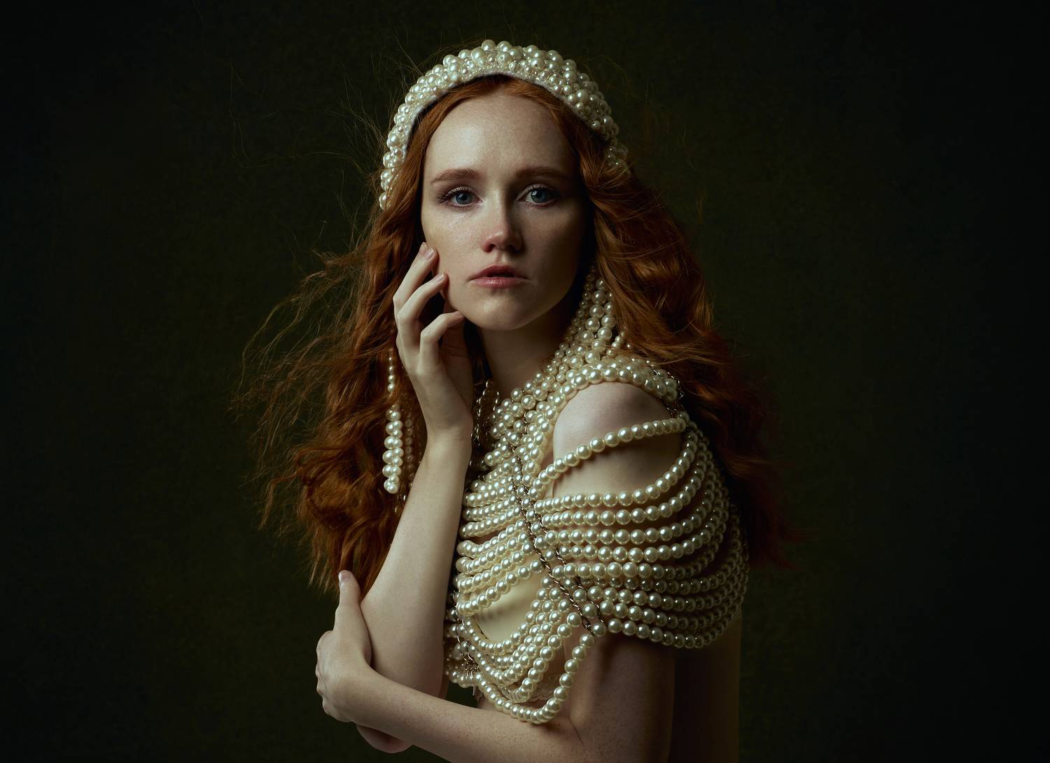 портрет, рыжие волосы, рыжая, студийное фото, женский портрет, русалка, постановочное фото, девушка, Екатерина Сигат