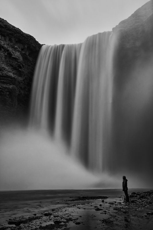 iceland , b&w , waterfall , long exposure Time фото превью