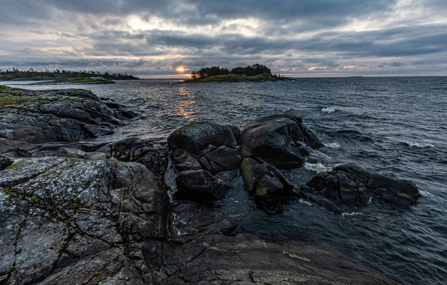 Ладога, закат, вечер, гранит, скалы, Сергей