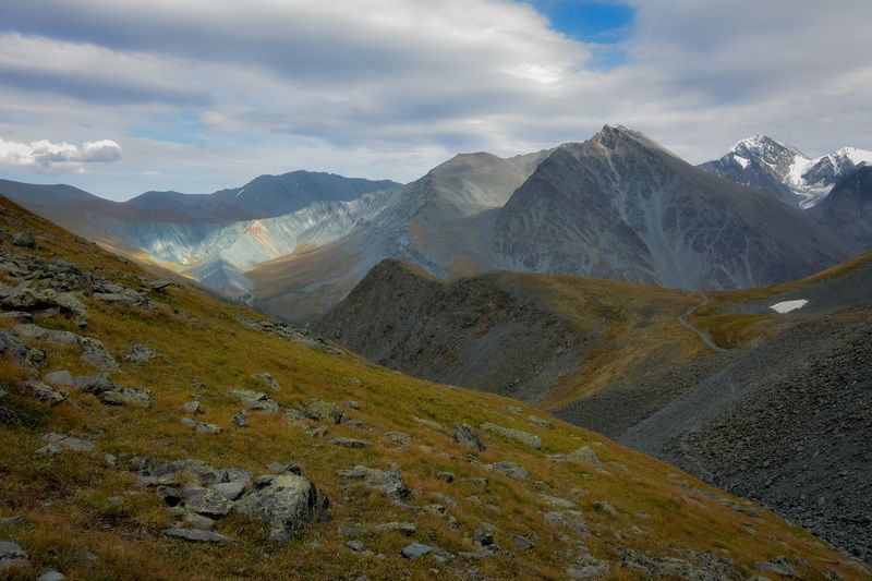 россия, горный алтай, лето,  пейзажи, долина, горы, лес, деревья, камни, кусты Долина Ярлу горный Алтай фото превью